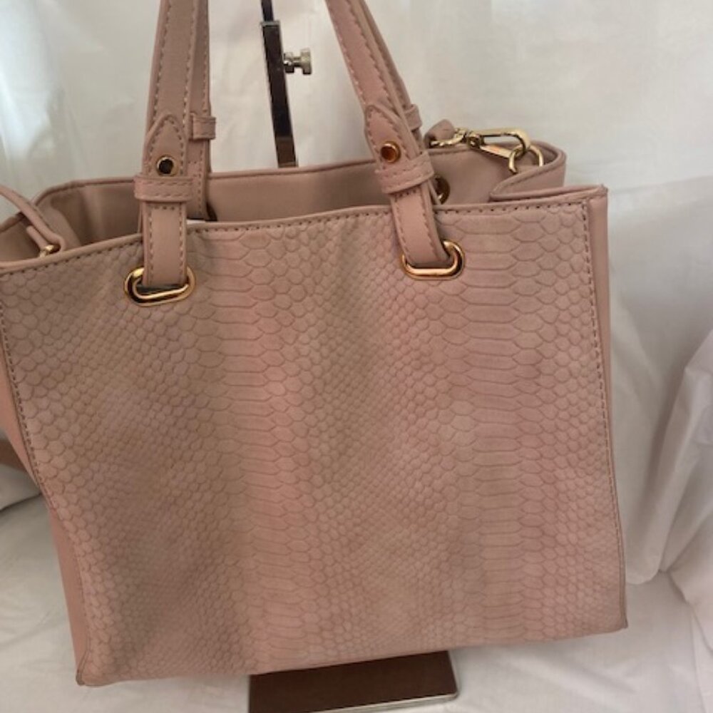 Kaari Blue Blush Colored Snake Print Crossbody Handbag